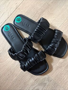 Size 8 ✨ Black Braided Double-Strap Slide Sandals
